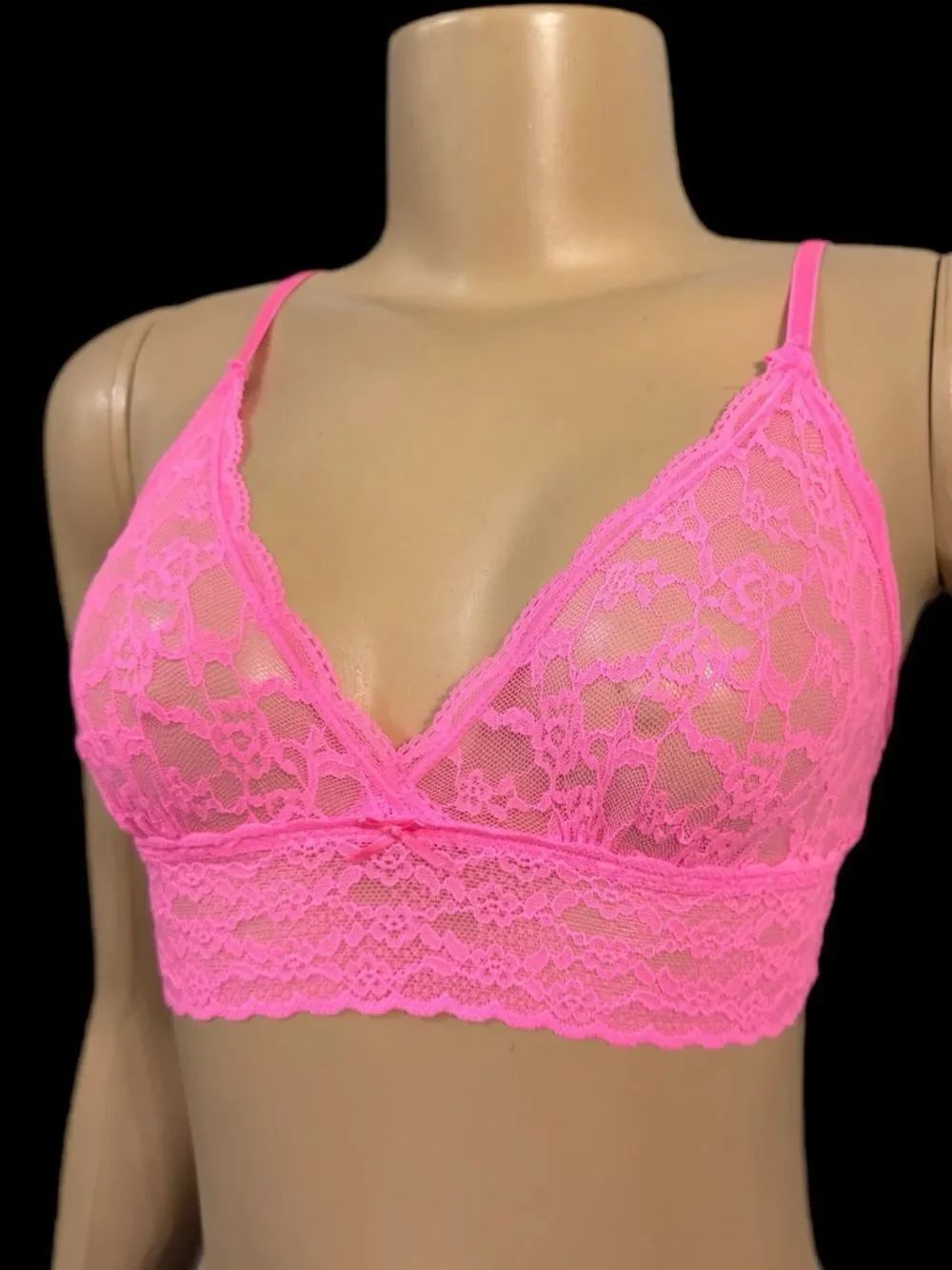 Victoria’s Secret unlined sheeer lace bralette bra pink Small